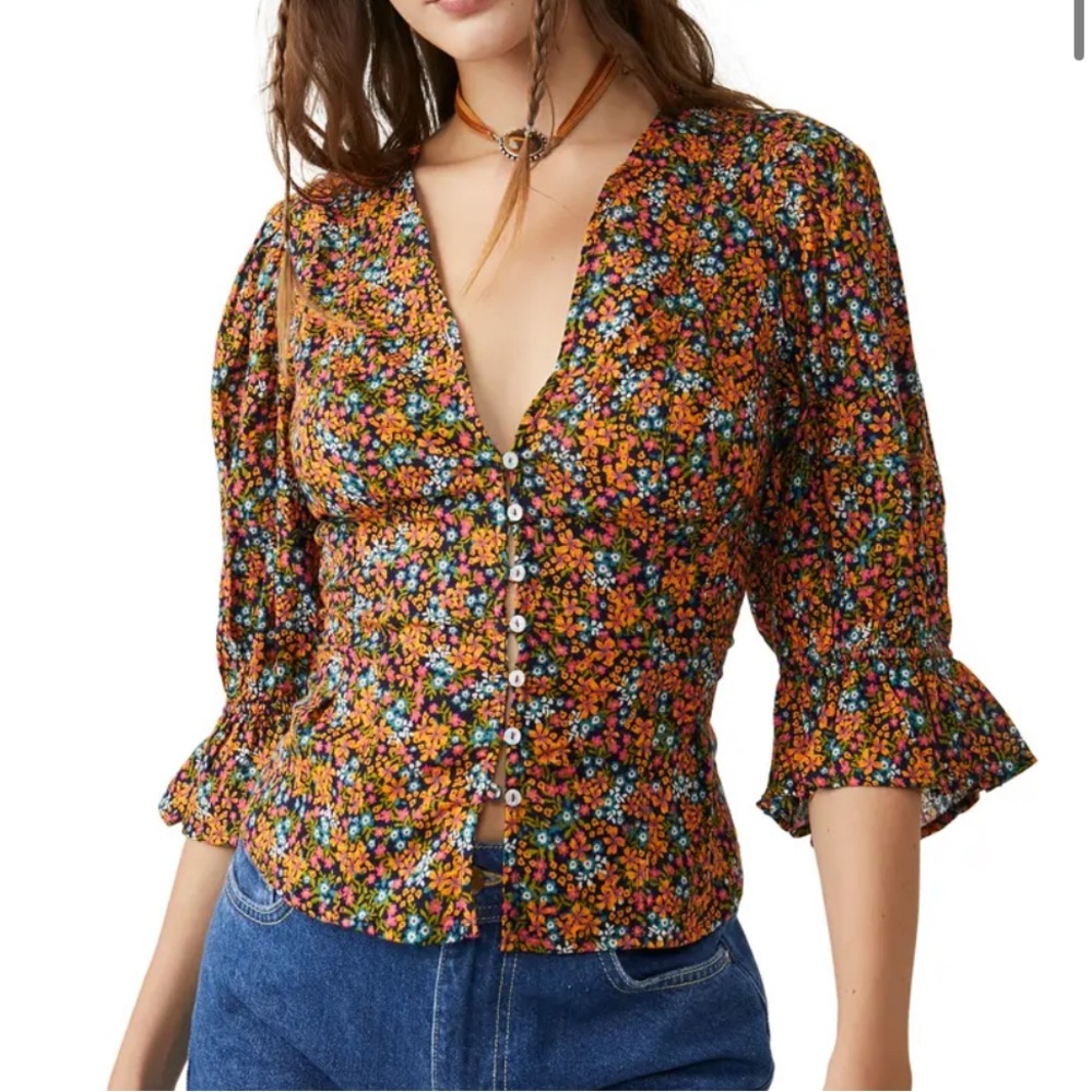 Free People Floral Blouse NWT medium